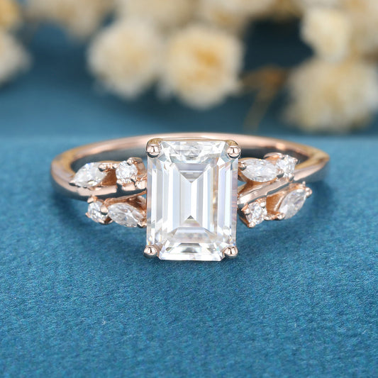 Emerald Cluster Lab Grown Diamond Engagement Ring