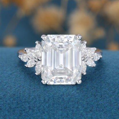 Emerald Cluster Lab Grown Diamond Engagement Ring