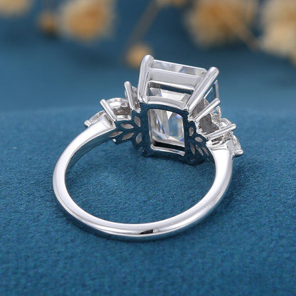 Emerald Cluster Lab Grown Diamond Engagement Ring