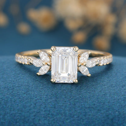 Emerald Cluster Lab Grown Diamond Engagement Ring