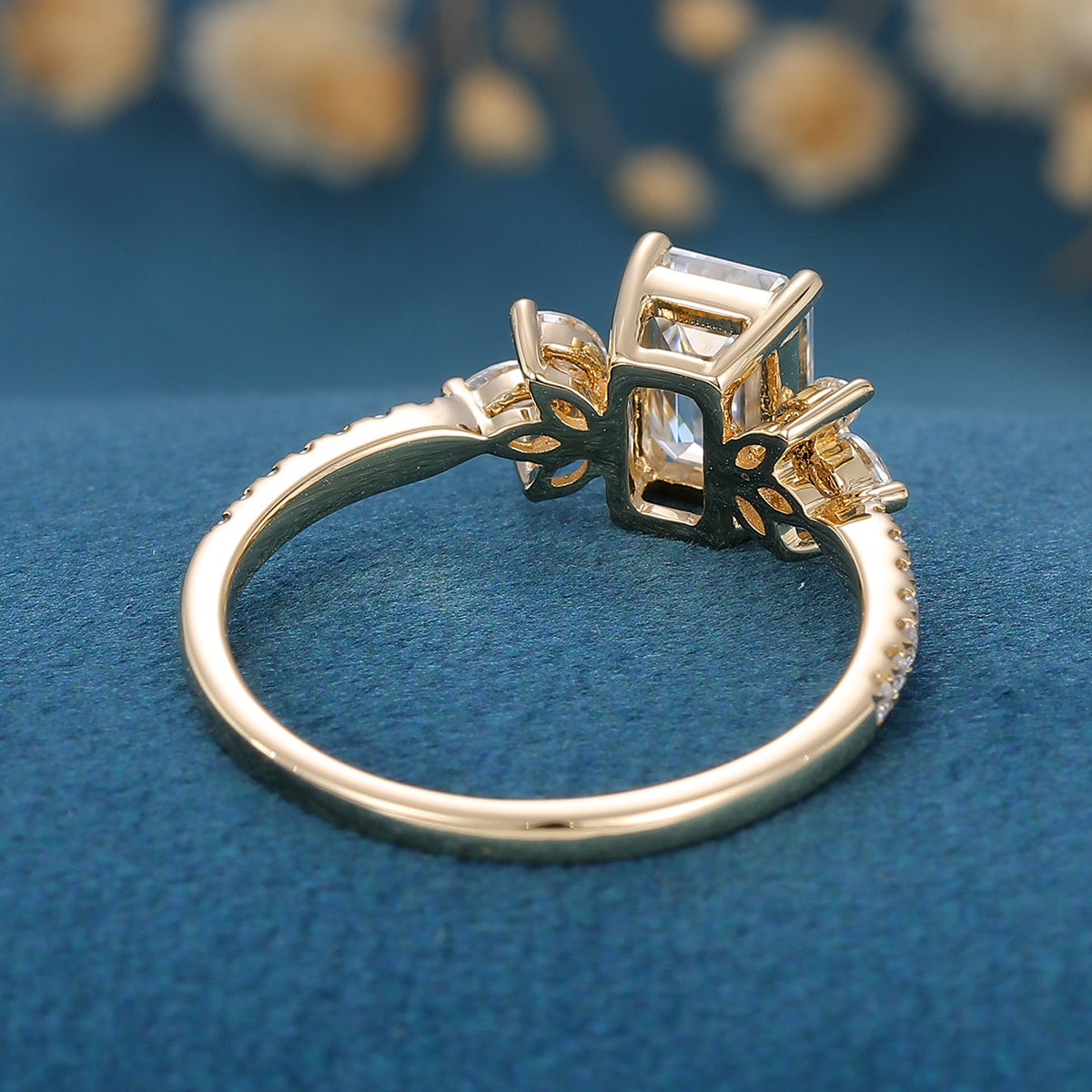 Emerald Cluster Lab Grown Diamond Engagement Ring