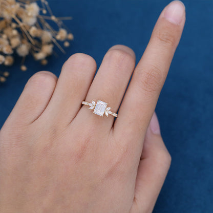 Emerald Cluster Lab Grown Diamond Engagement Ring