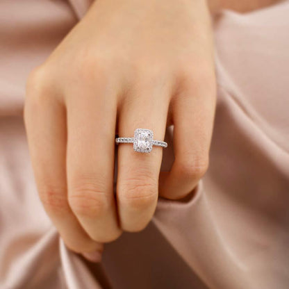 Radiant Halo & Pave Lab Grown Diamond Engagement Ring