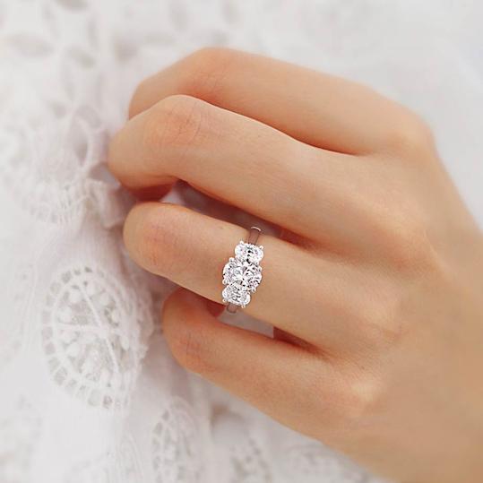 Oval Three Stone Lab Grown Diamond Engagement Ring