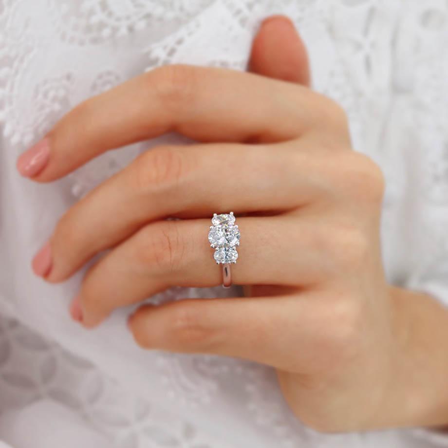 Oval Three Stone Lab Grown Diamond Engagement Ring