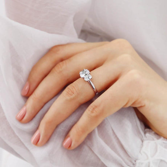 Oval Three Stone Lab Grown Diamond Engagement Ring