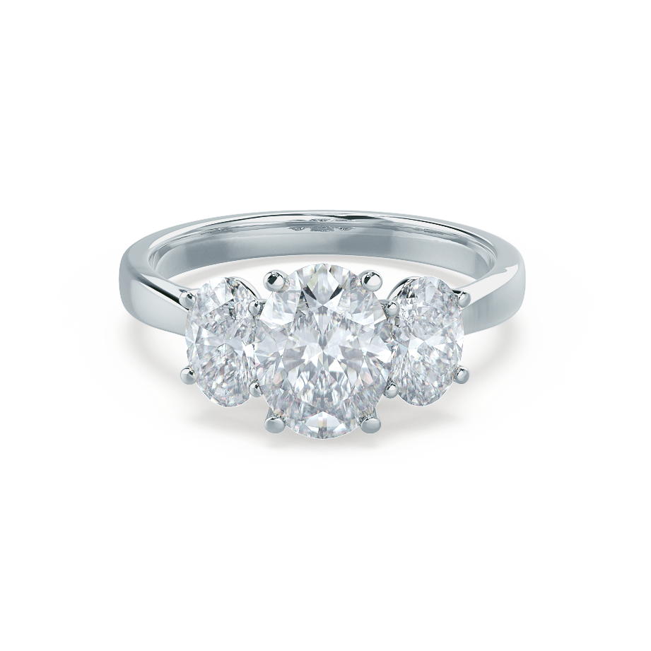 1.5 CT Oval Shaped Moissanite Three Stone Engagement Ring 3