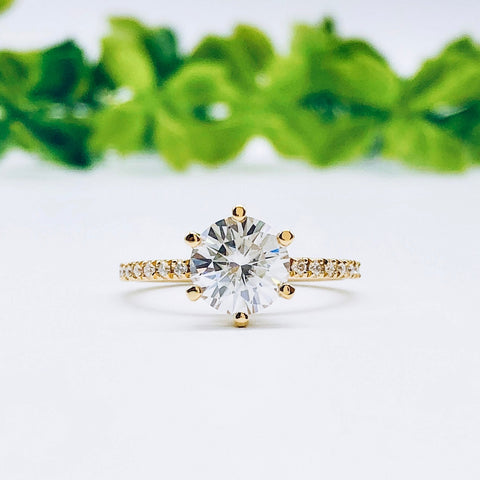 1.85 CT Round Cut Solitaire Pave Moissanite Engagement Ring 11