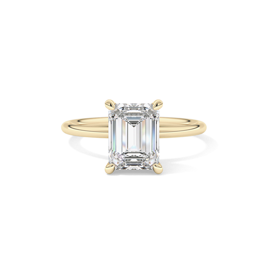 Emerald Solitaire Lab Grown Diamond Engagement Ring