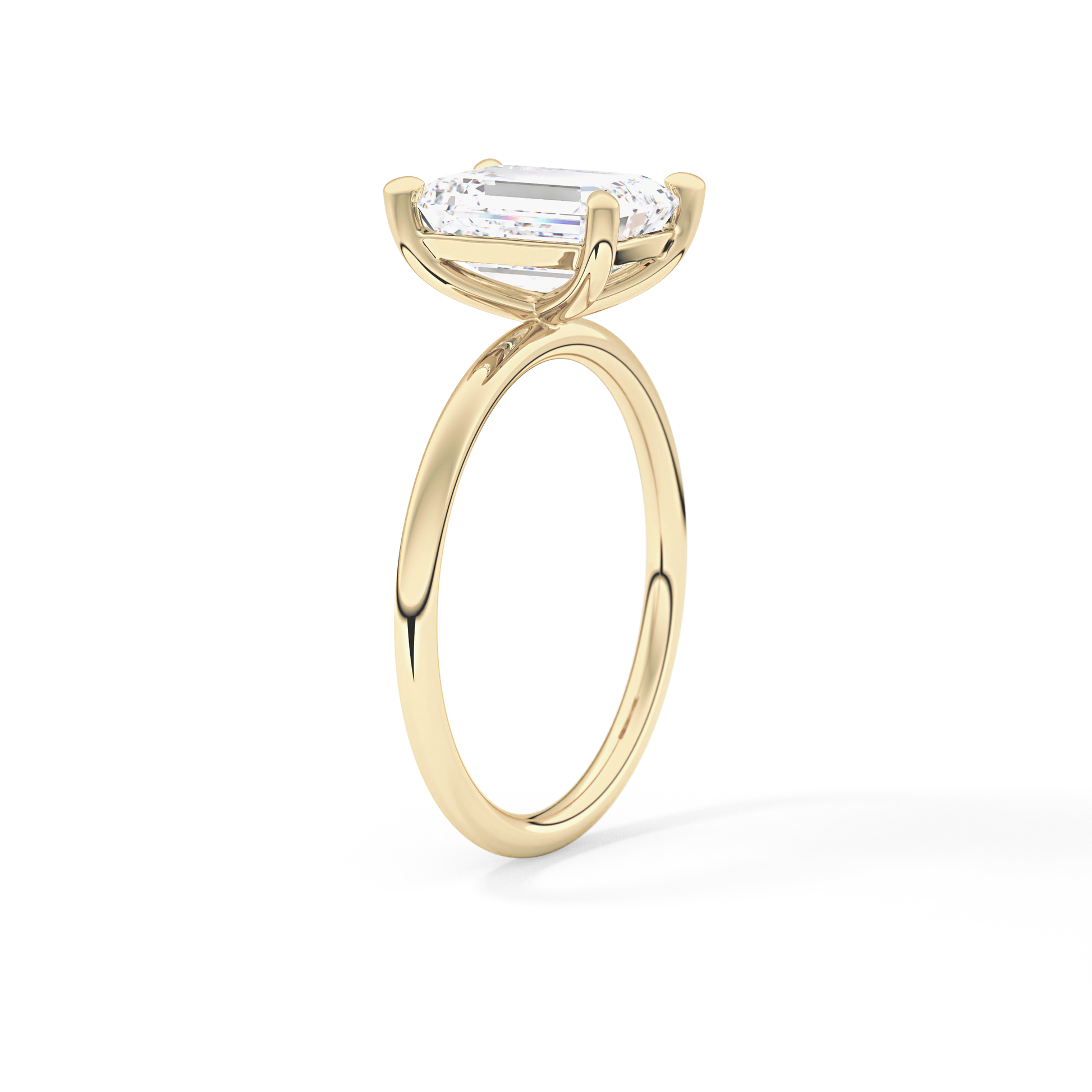 Emerald Solitaire Lab Grown Diamond Engagement Ring