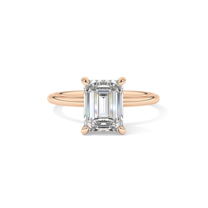 Emerald Solitaire Lab Grown Diamond Engagement Ring