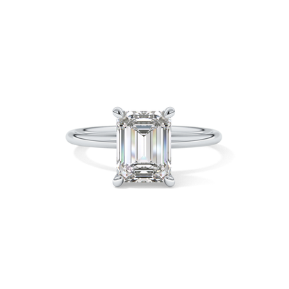 Emerald Solitaire Lab Grown Diamond Engagement Ring