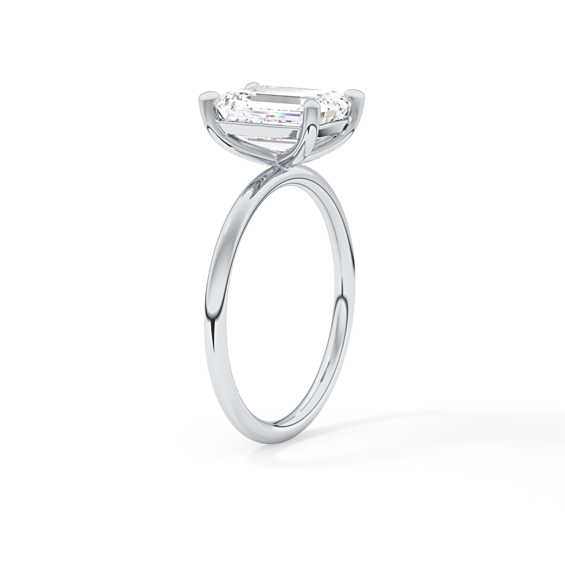 Emerald Solitaire Lab Grown Diamond Engagement Ring