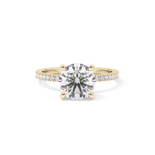 Round Pave Lab Grown Diamond Engagement Ring