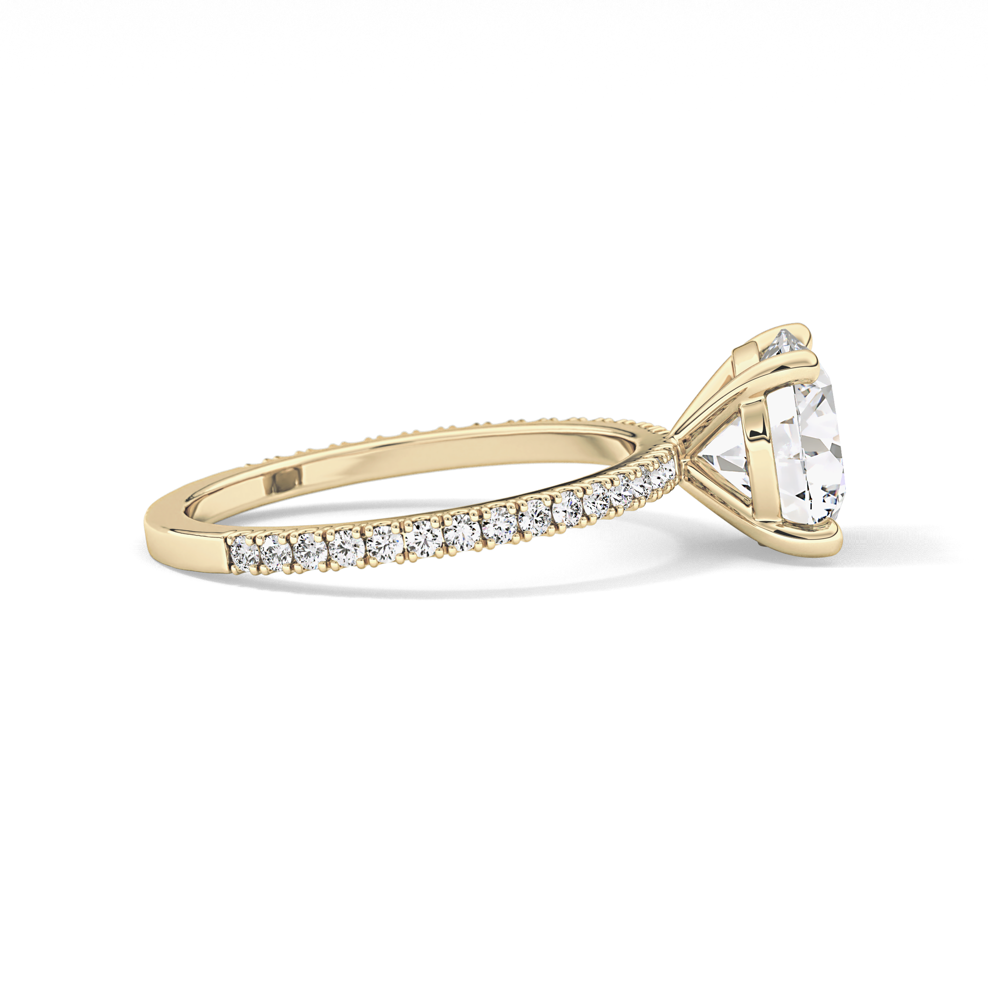 Round Pave Lab Grown Diamond Engagement Ring