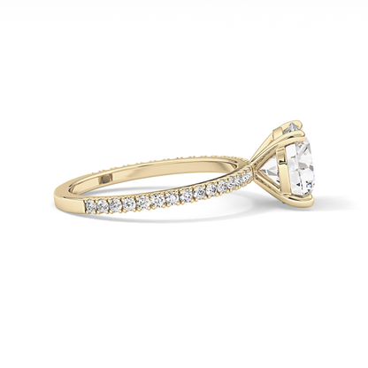 Round Pave Lab Grown Diamond Engagement Ring