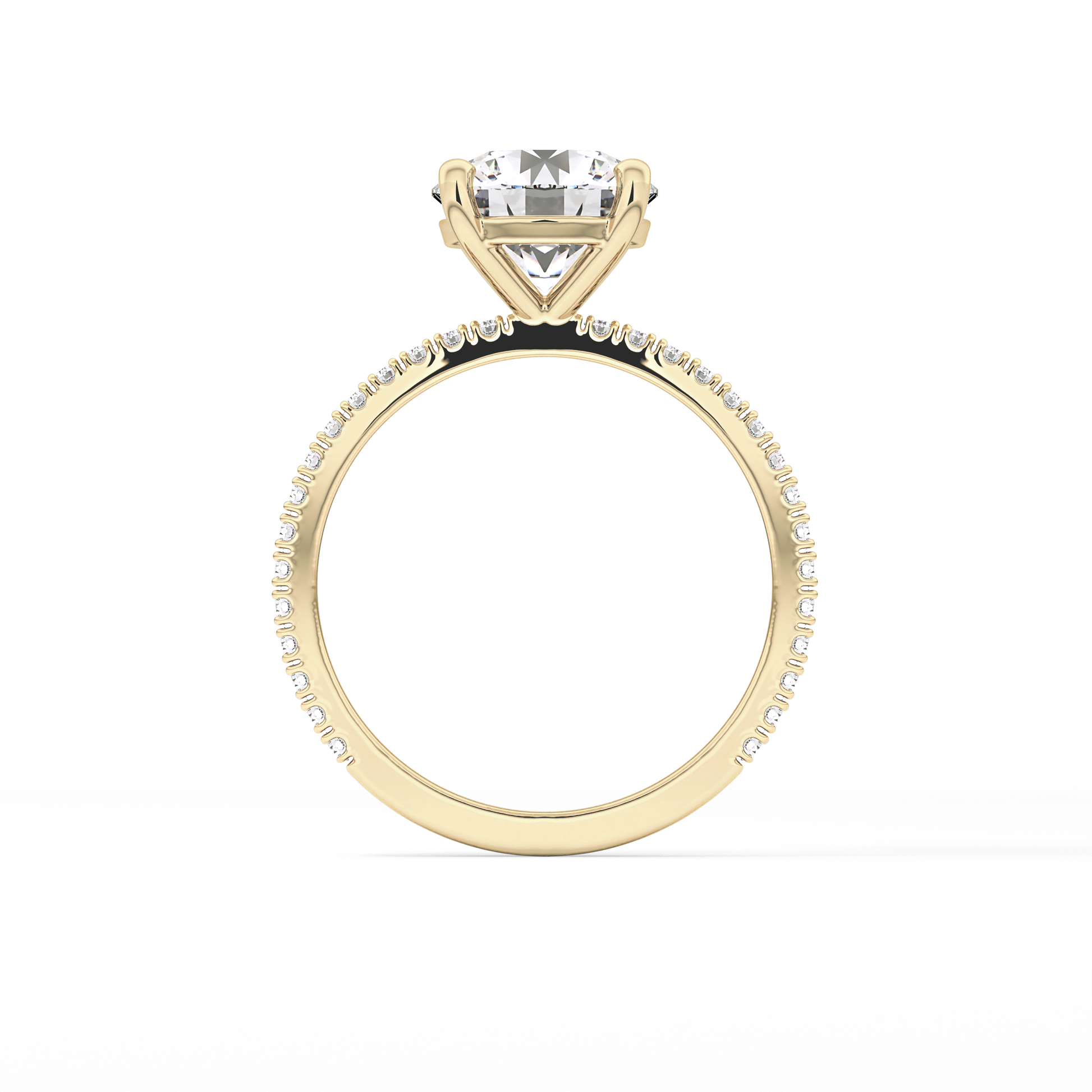 Round Pave Lab Grown Diamond Engagement Ring