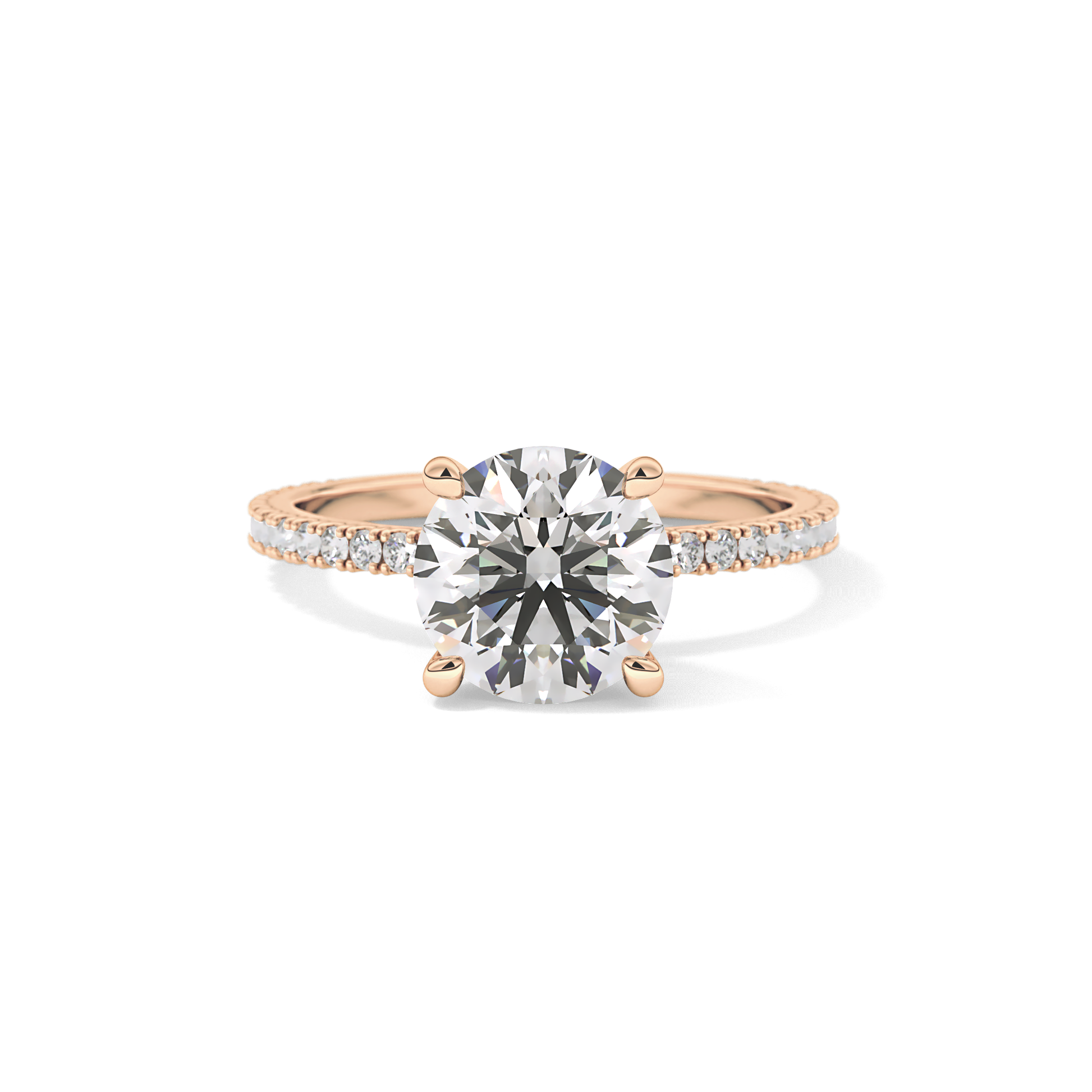 Round Pave Lab Grown Diamond Engagement Ring