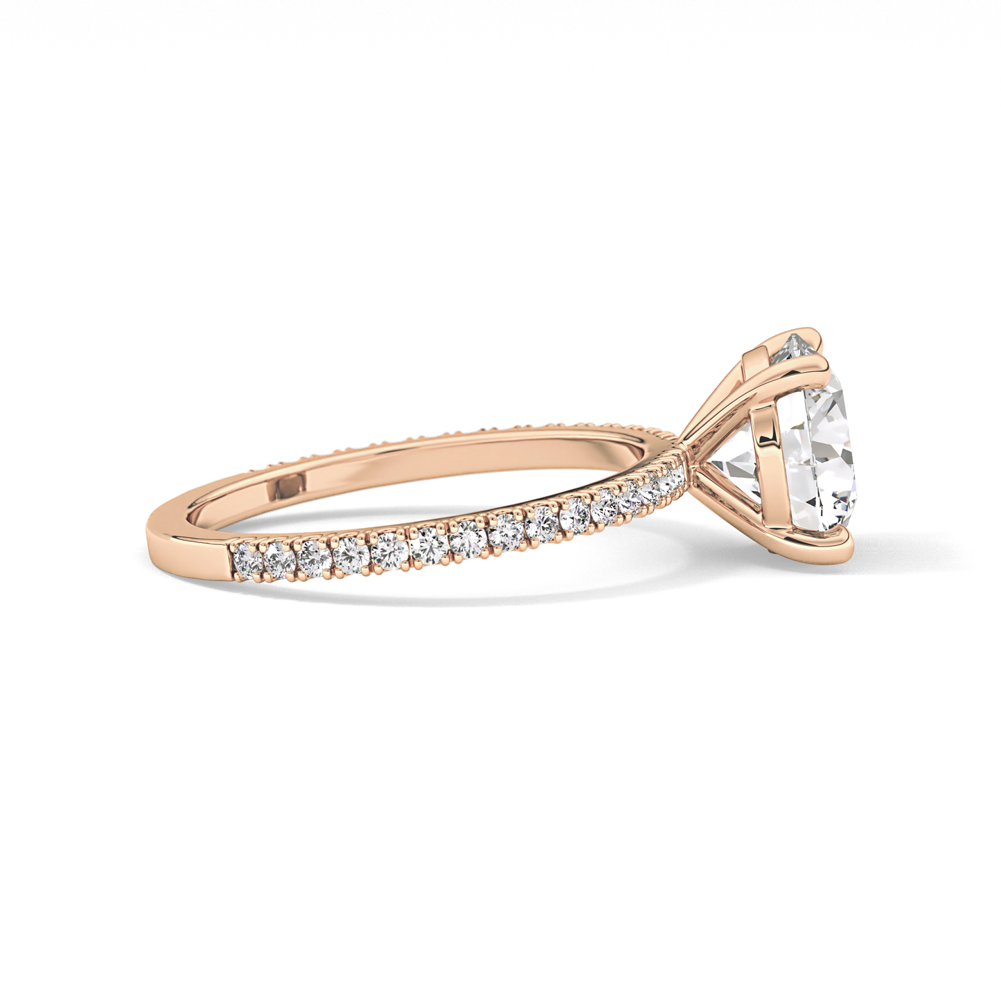 Round Pave Lab Grown Diamond Engagement Ring