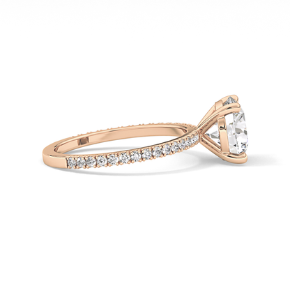 Round Pave Lab Grown Diamond Engagement Ring