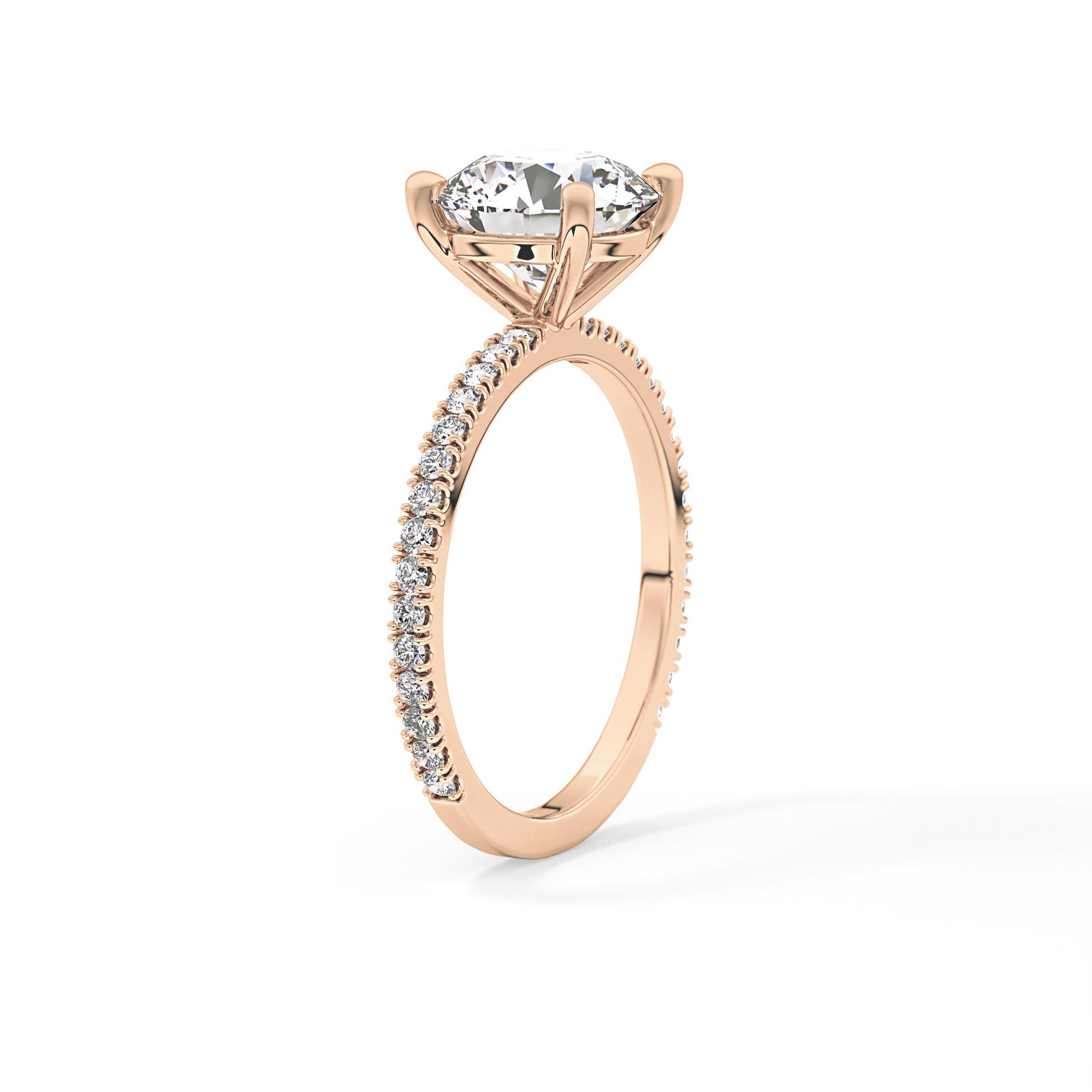 Round Pave Lab Grown Diamond Engagement Ring