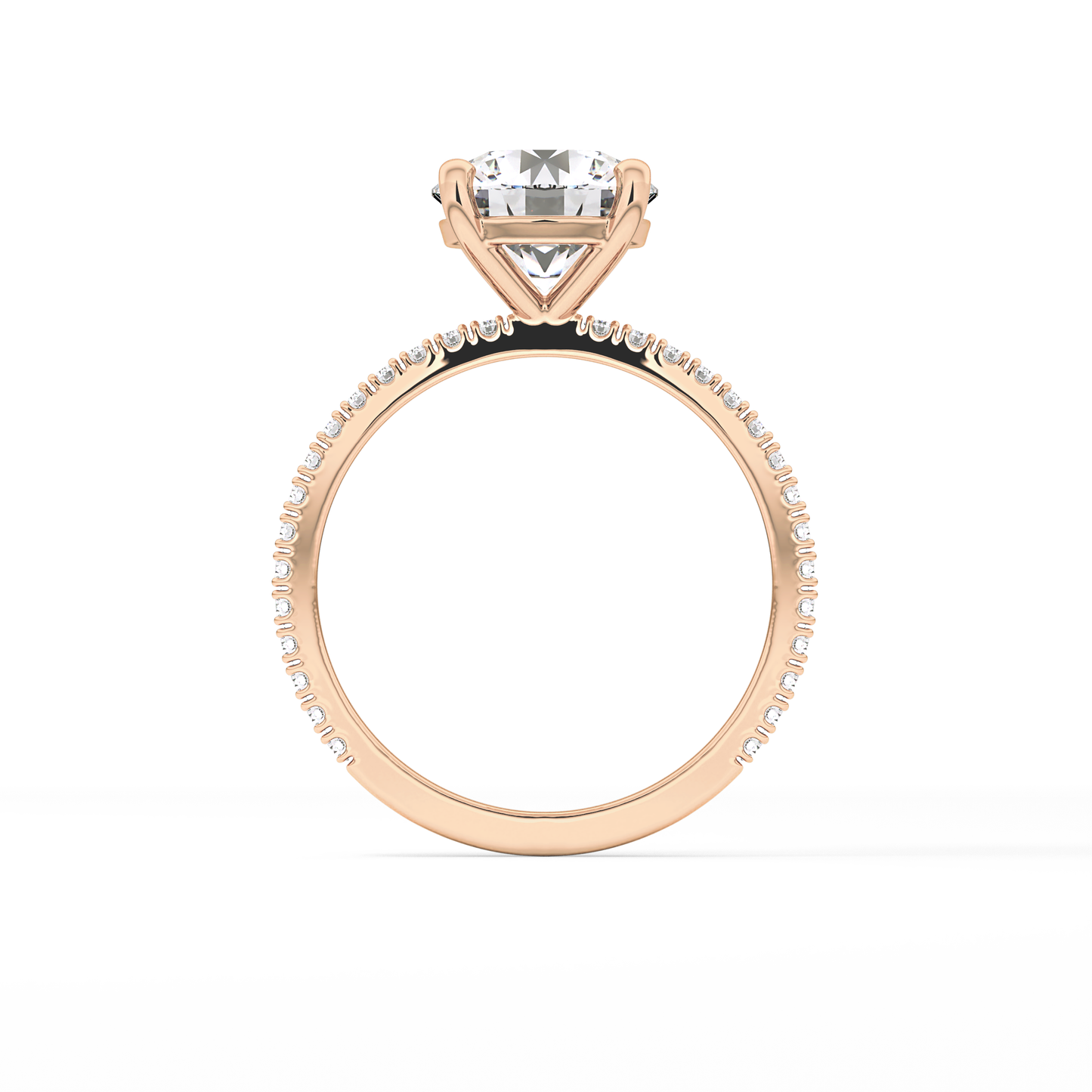 Round Pave Lab Grown Diamond Engagement Ring