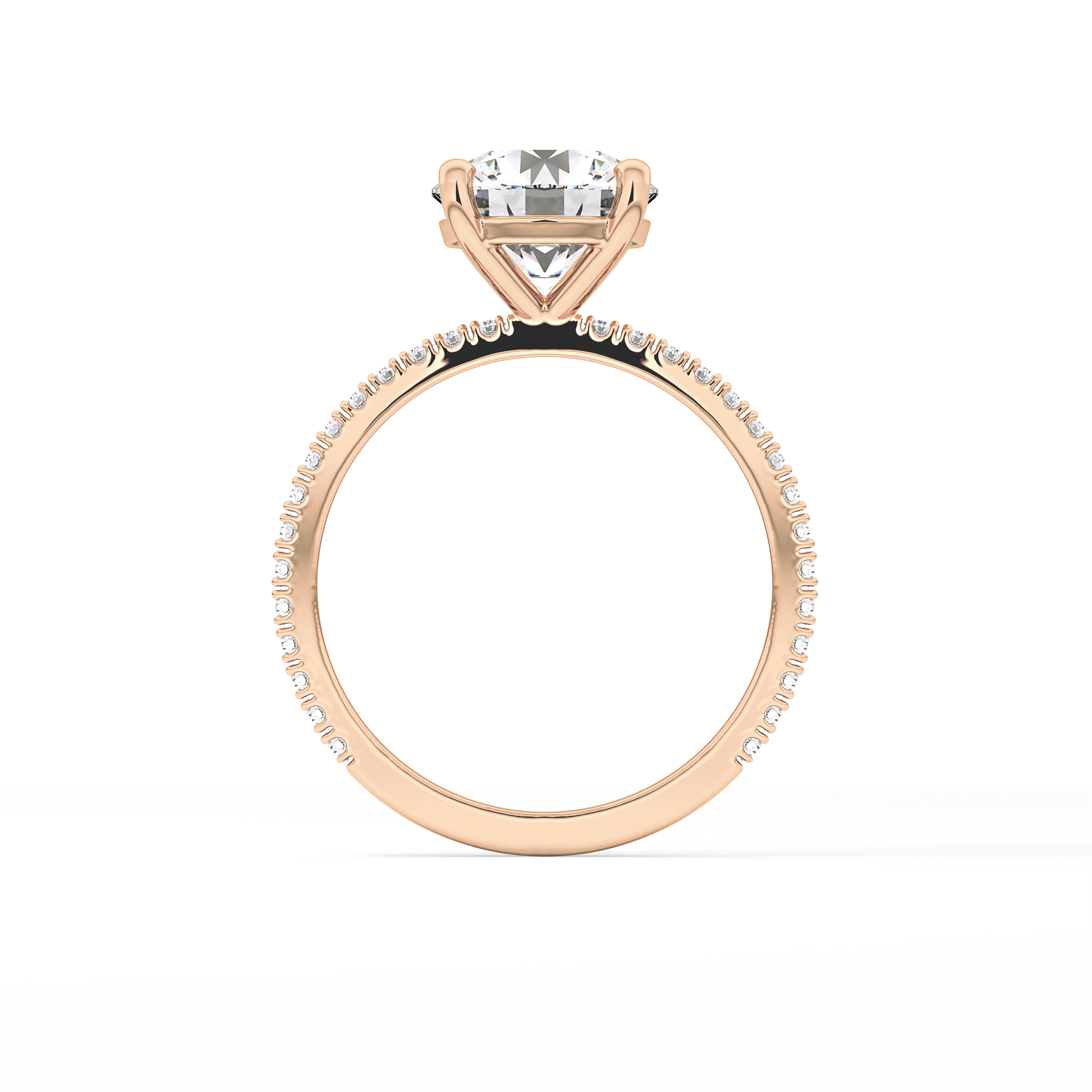 Round Pave Lab Grown Diamond Engagement Ring
