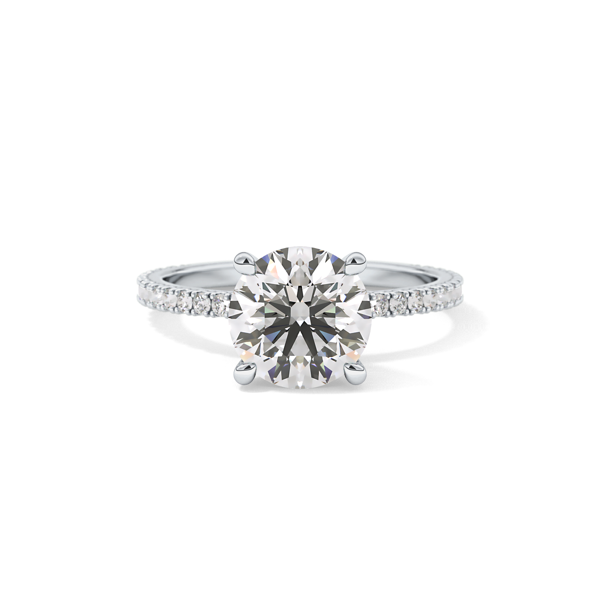 Round Pave Lab Grown Diamond Engagement Ring