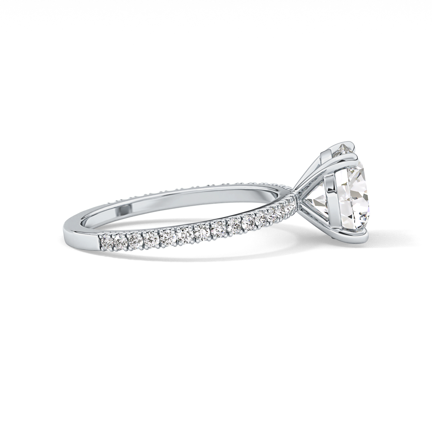 Round Pave Lab Grown Diamond Engagement Ring