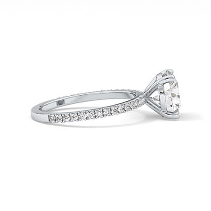 Round Pave Lab Grown Diamond Engagement Ring
