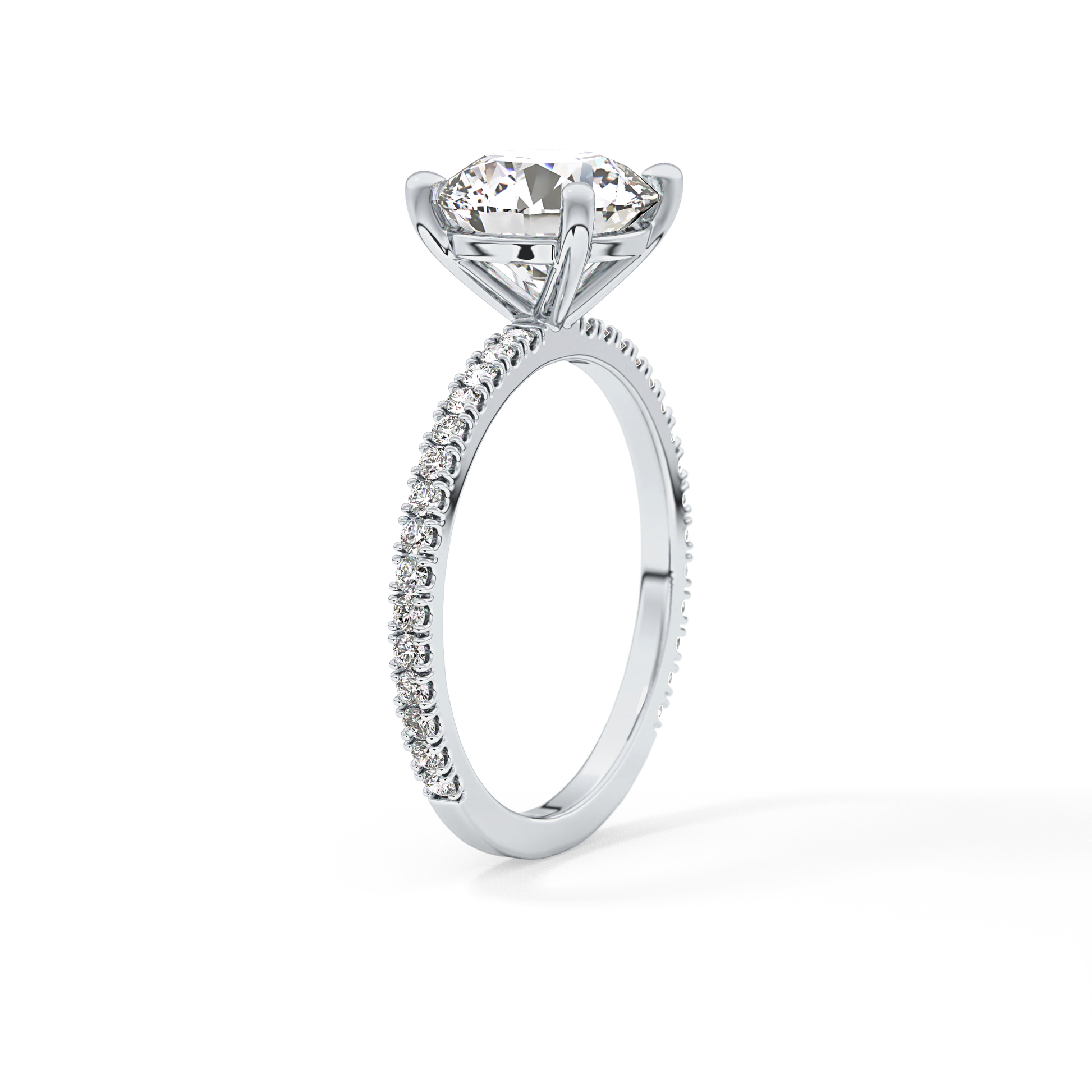 Round Pave Lab Grown Diamond Engagement Ring
