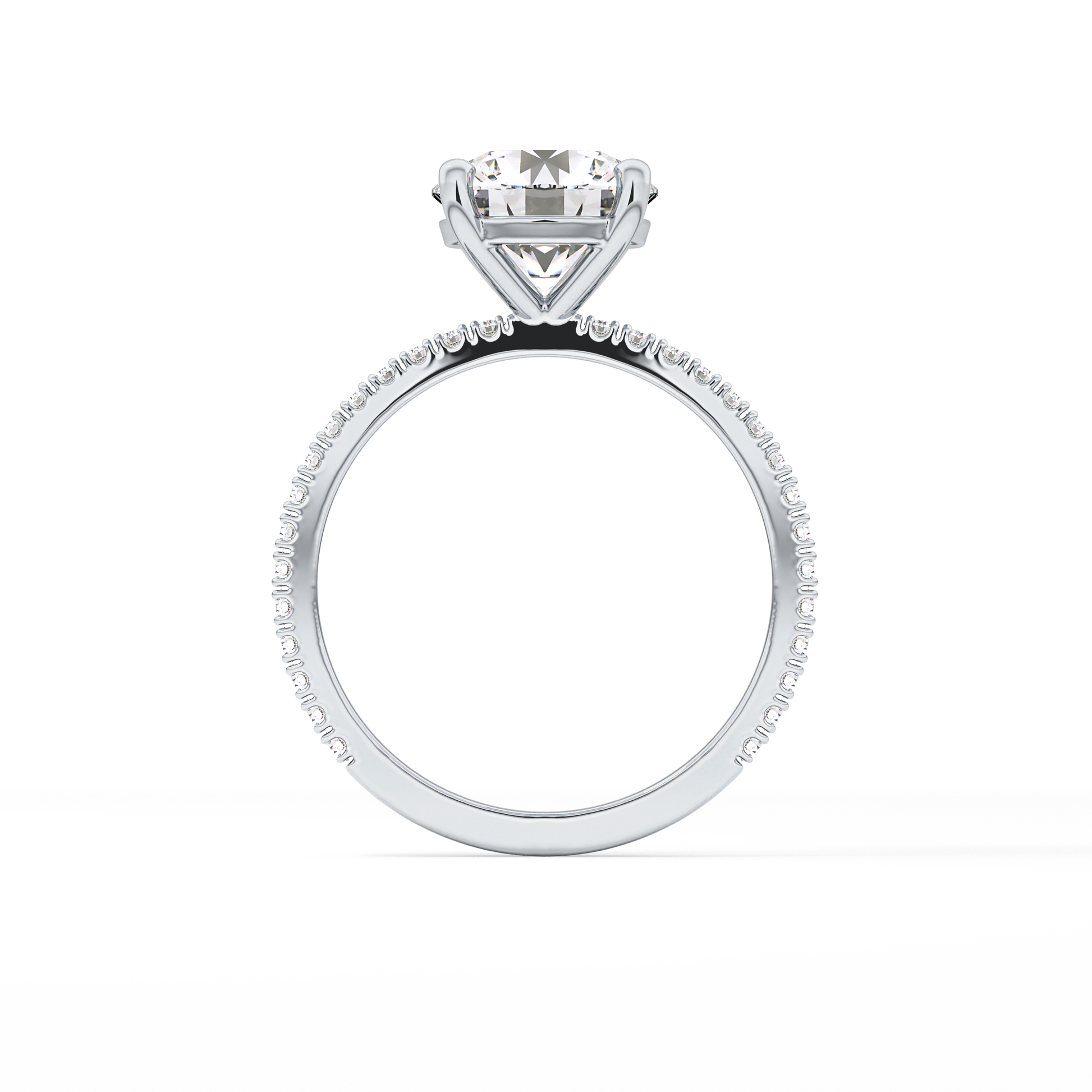 Round Pave Lab Grown Diamond Engagement Ring