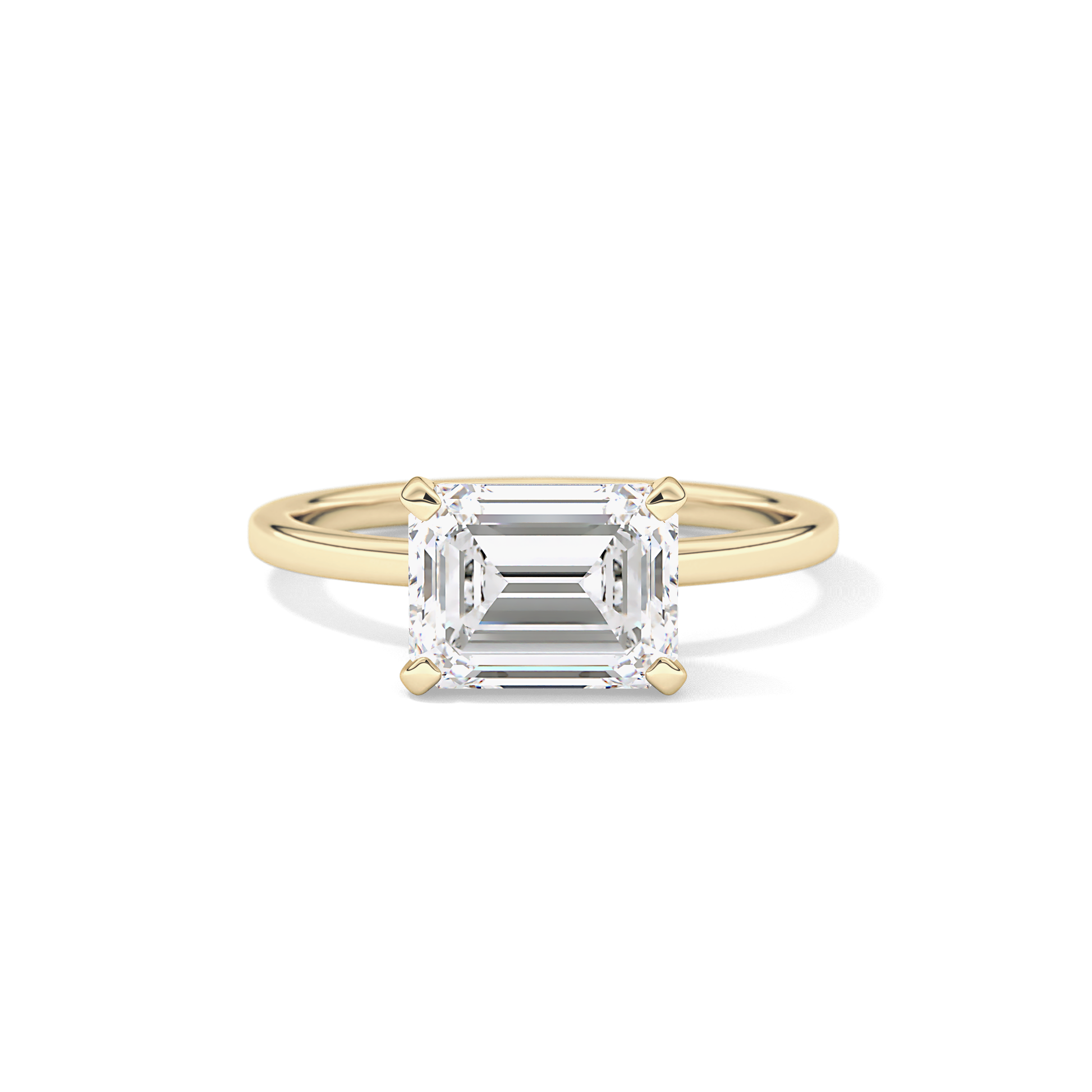 East West Emerald Solitaire Lab Grown Diamond Engagement Ring