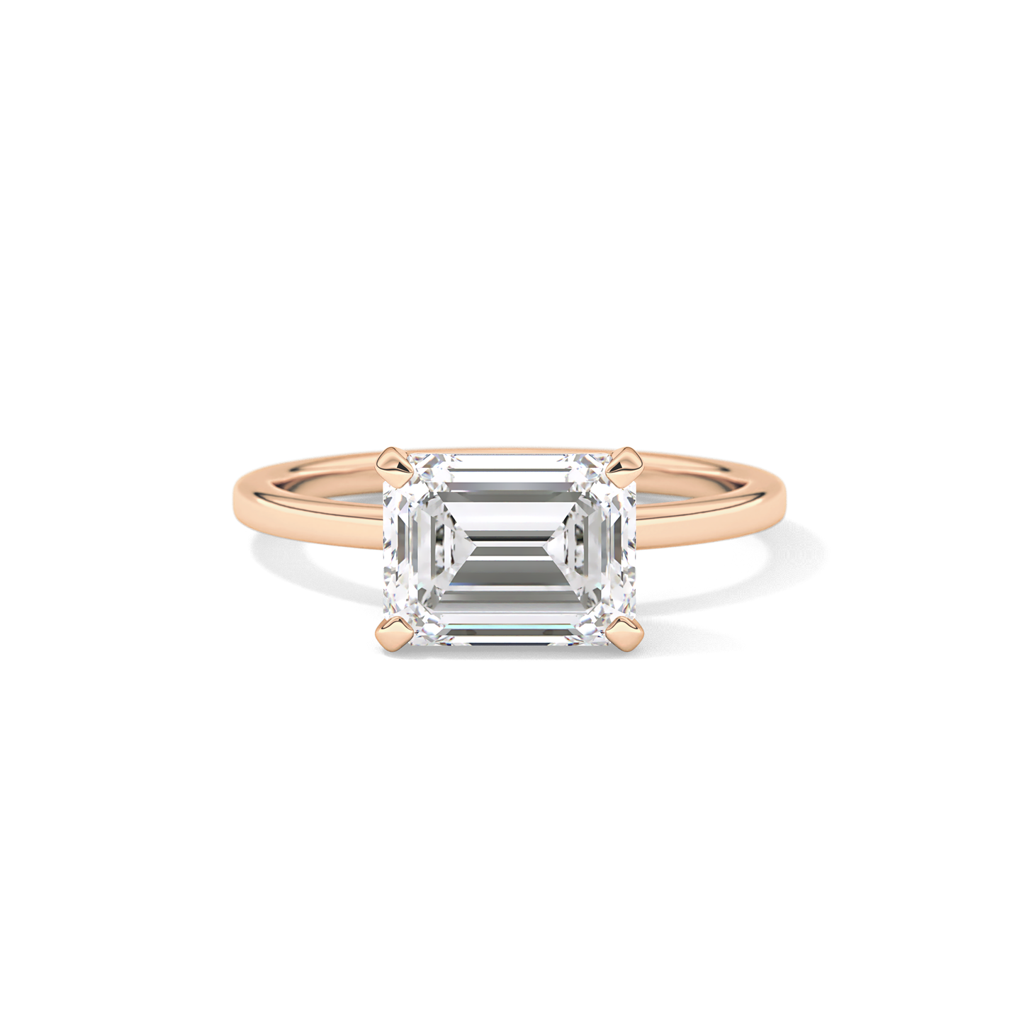 East West Emerald Solitaire Lab Grown Diamond Engagement Ring
