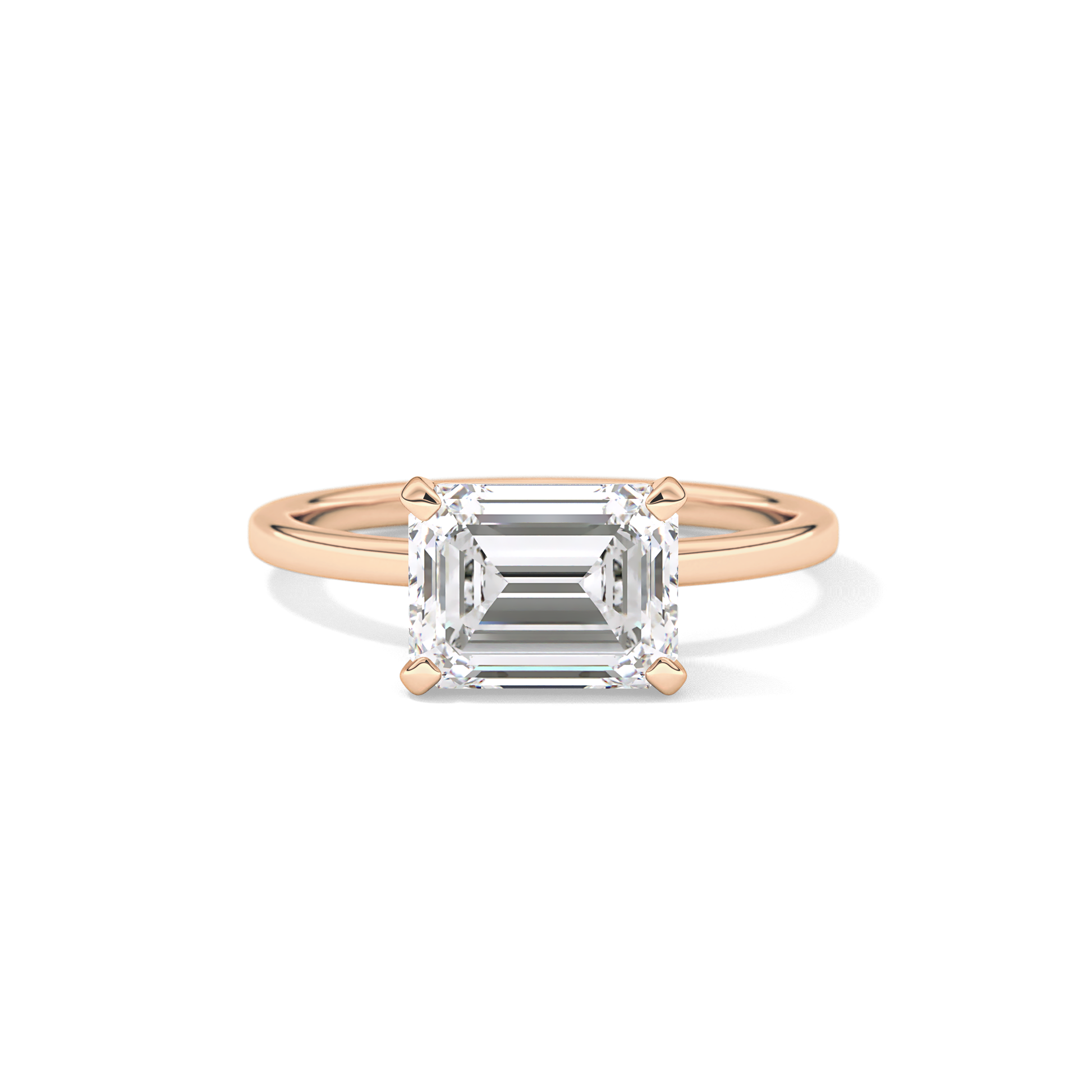 East West Emerald Solitaire Lab Grown Diamond Engagement Ring