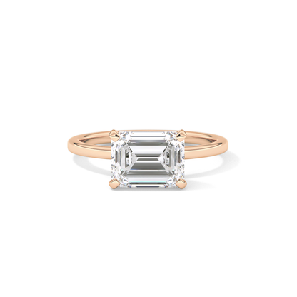 East West Emerald Solitaire Lab Grown Diamond Engagement Ring