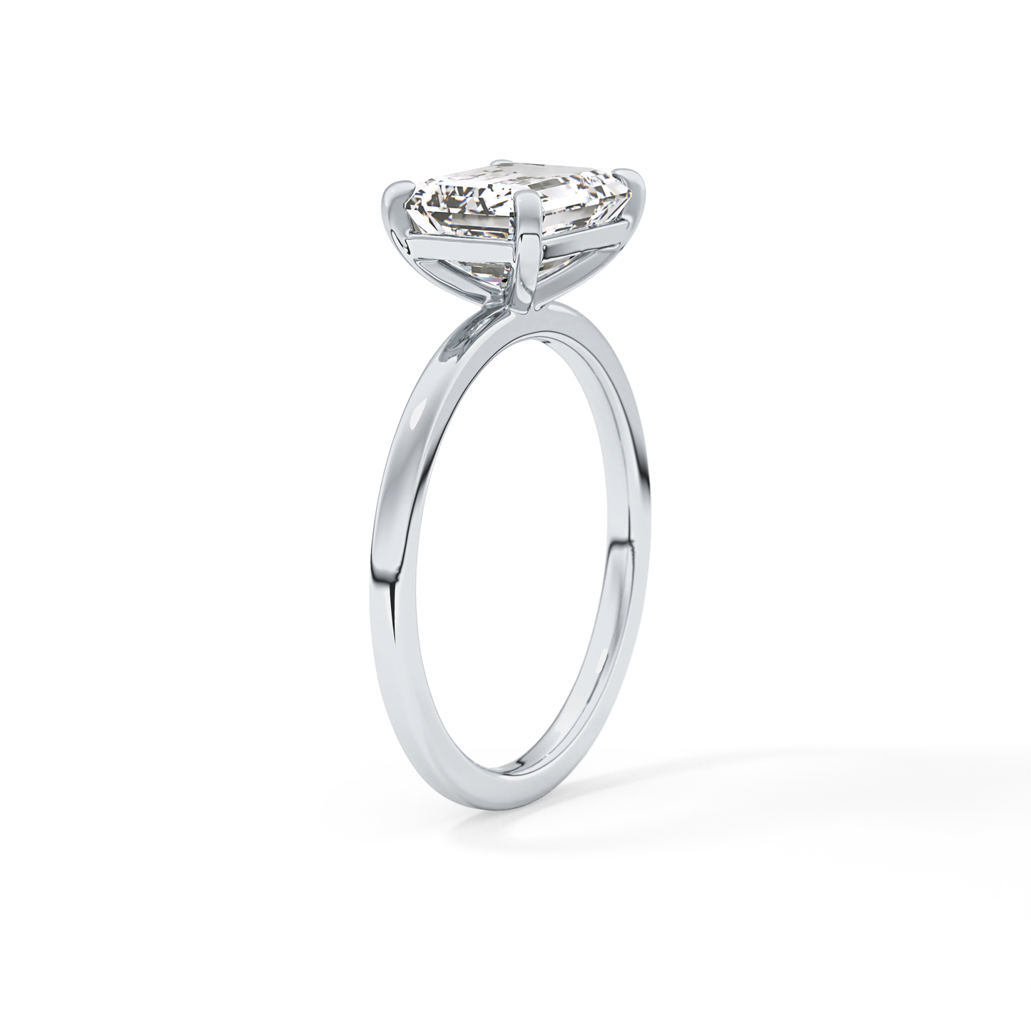 East West Emerald Solitaire Lab Grown Diamond Engagement Ring