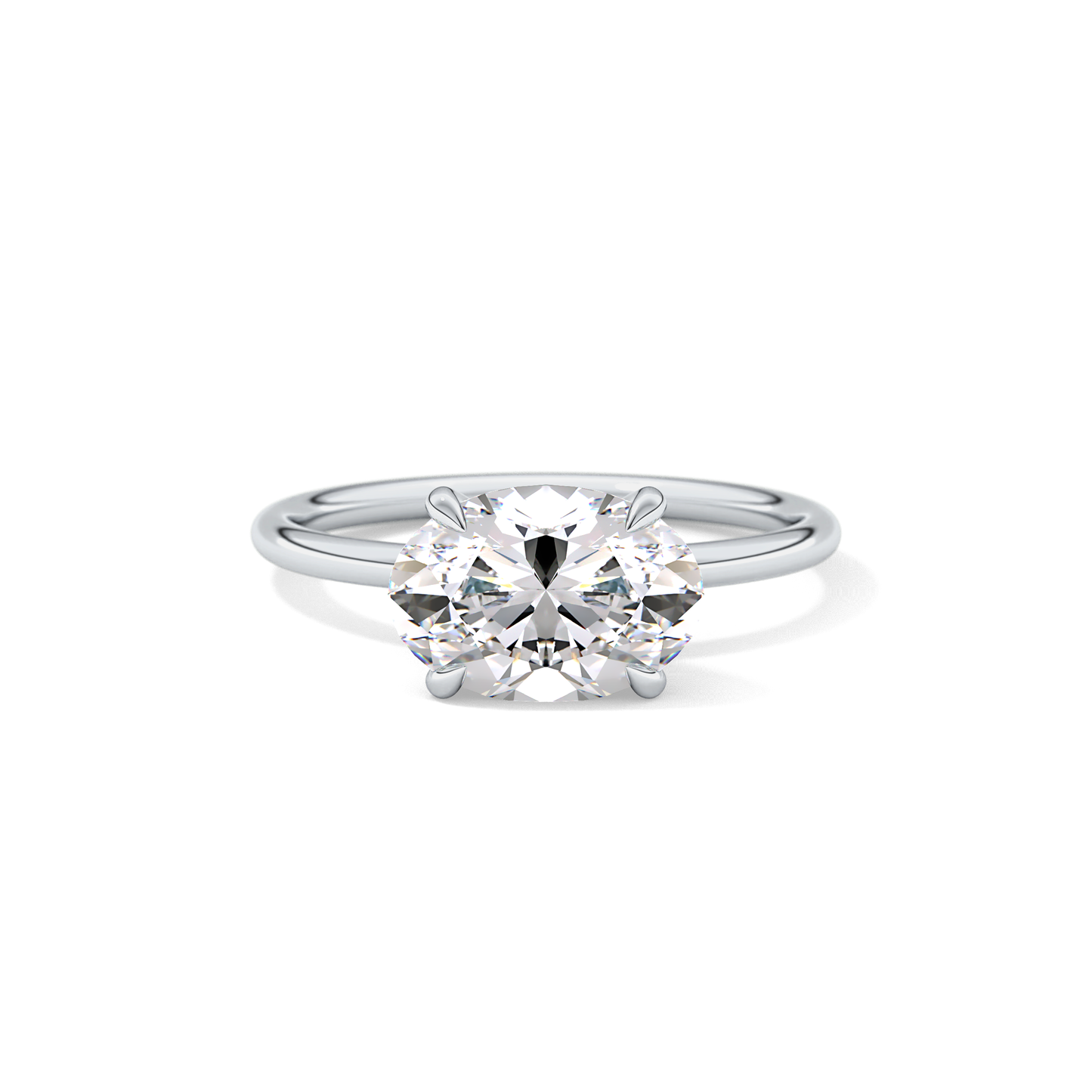 East West Oval Solitaire Lab Grown Diamond Engagement Ring