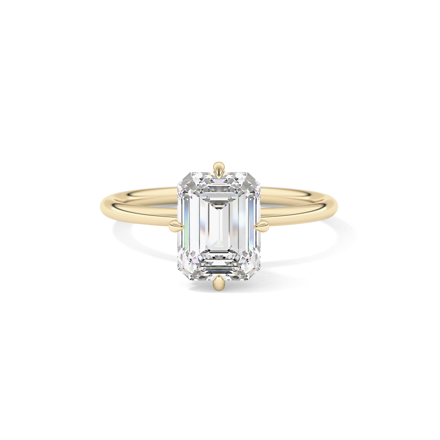 Emerald Solitaire Lab Grown Diamond Engagement Ring