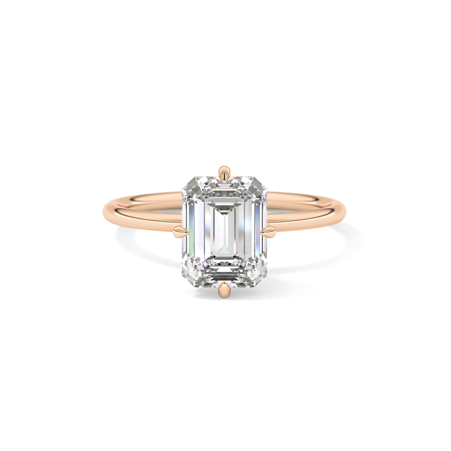 Emerald Solitaire Lab Grown Diamond Engagement Ring