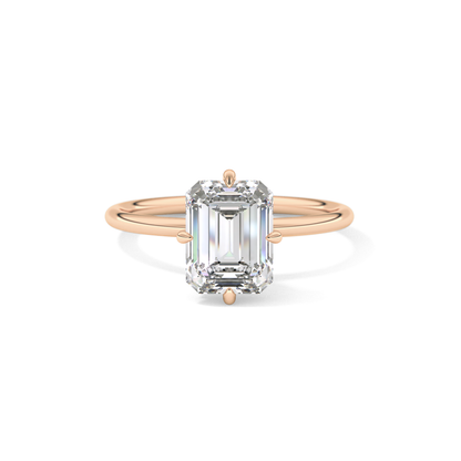 Emerald Solitaire Lab Grown Diamond Engagement Ring