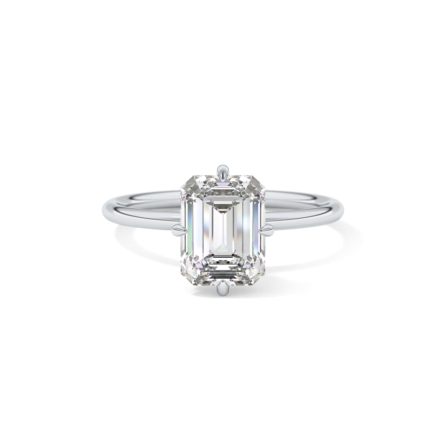 Emerald Solitaire Lab Grown Diamond Engagement Ring