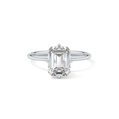 Emerald Solitaire Lab Grown Diamond Engagement Ring