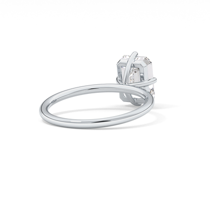 Emerald Solitaire Lab Grown Diamond Engagement Ring