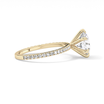 Round Pave Lab Grown Diamond Engagement Ring