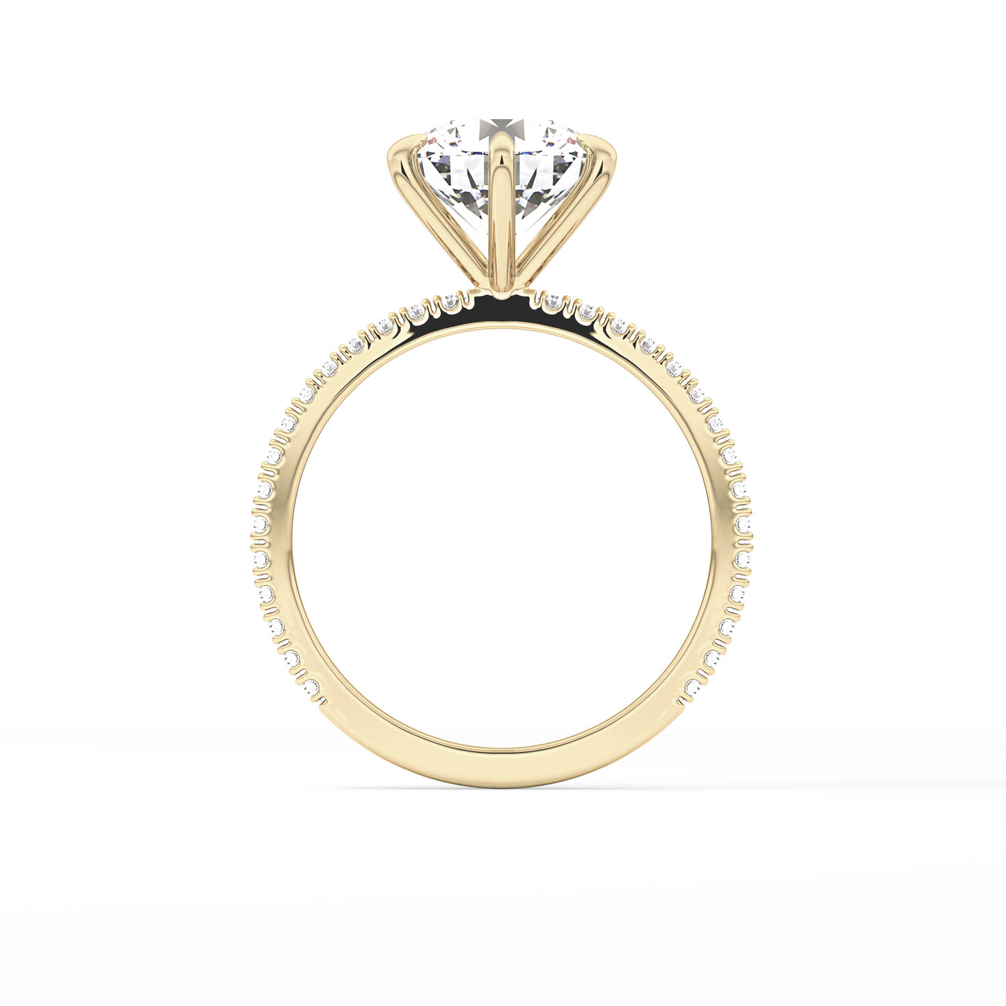 Round Pave Lab Grown Diamond Engagement Ring