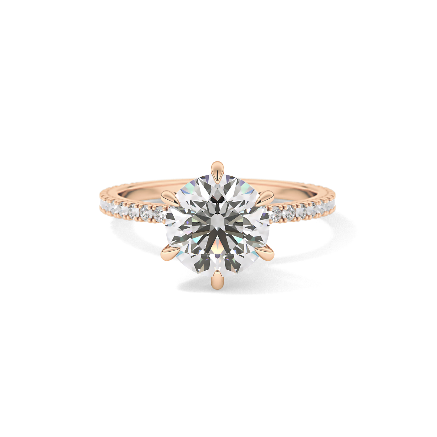 Round Pave Lab Grown Diamond Engagement Ring