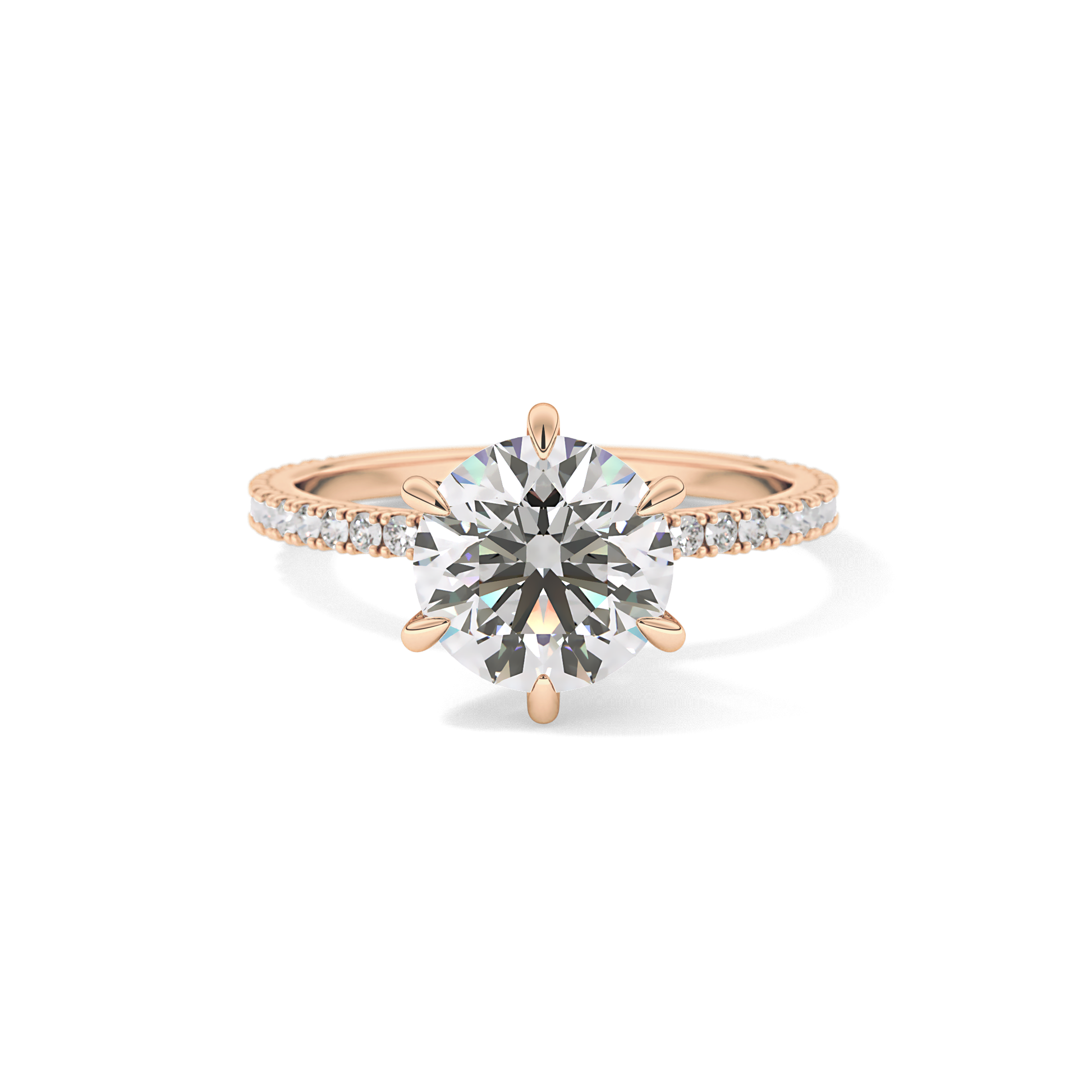 Round Pave Lab Grown Diamond Engagement Ring
