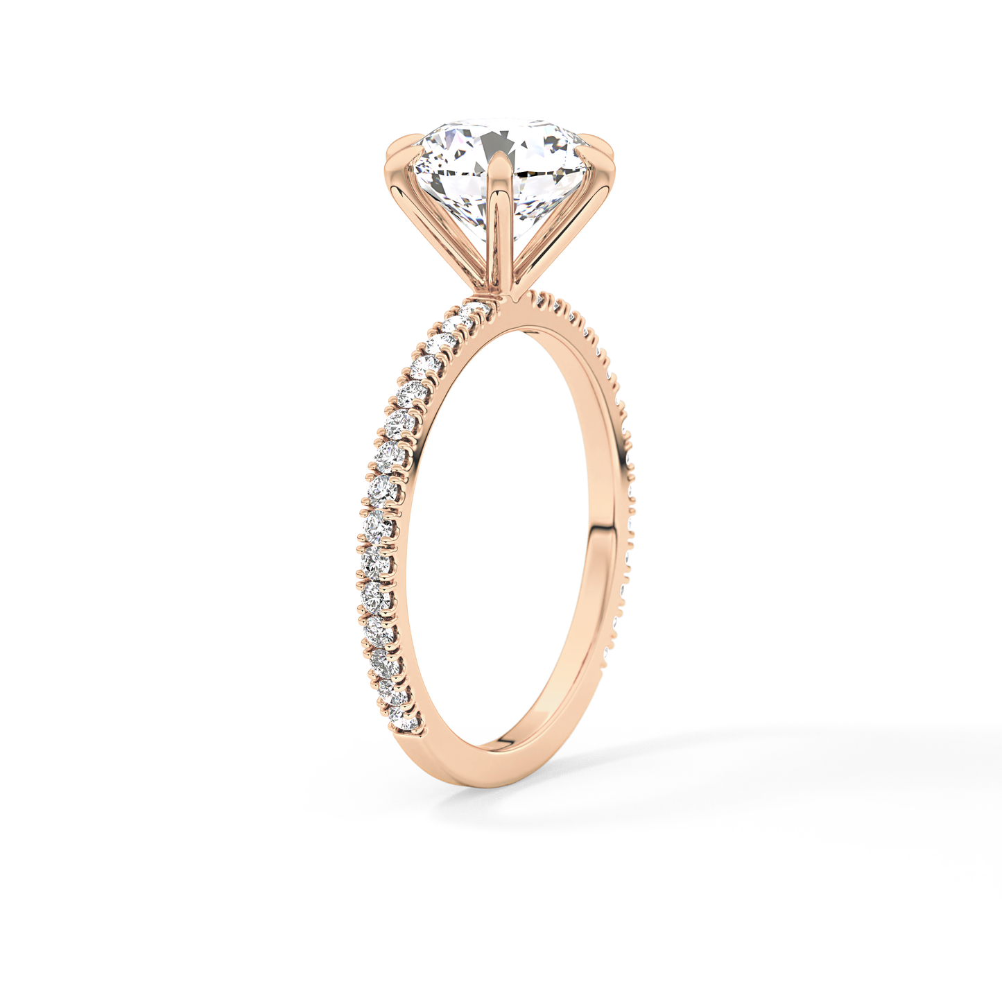 Round Pave Lab Grown Diamond Engagement Ring