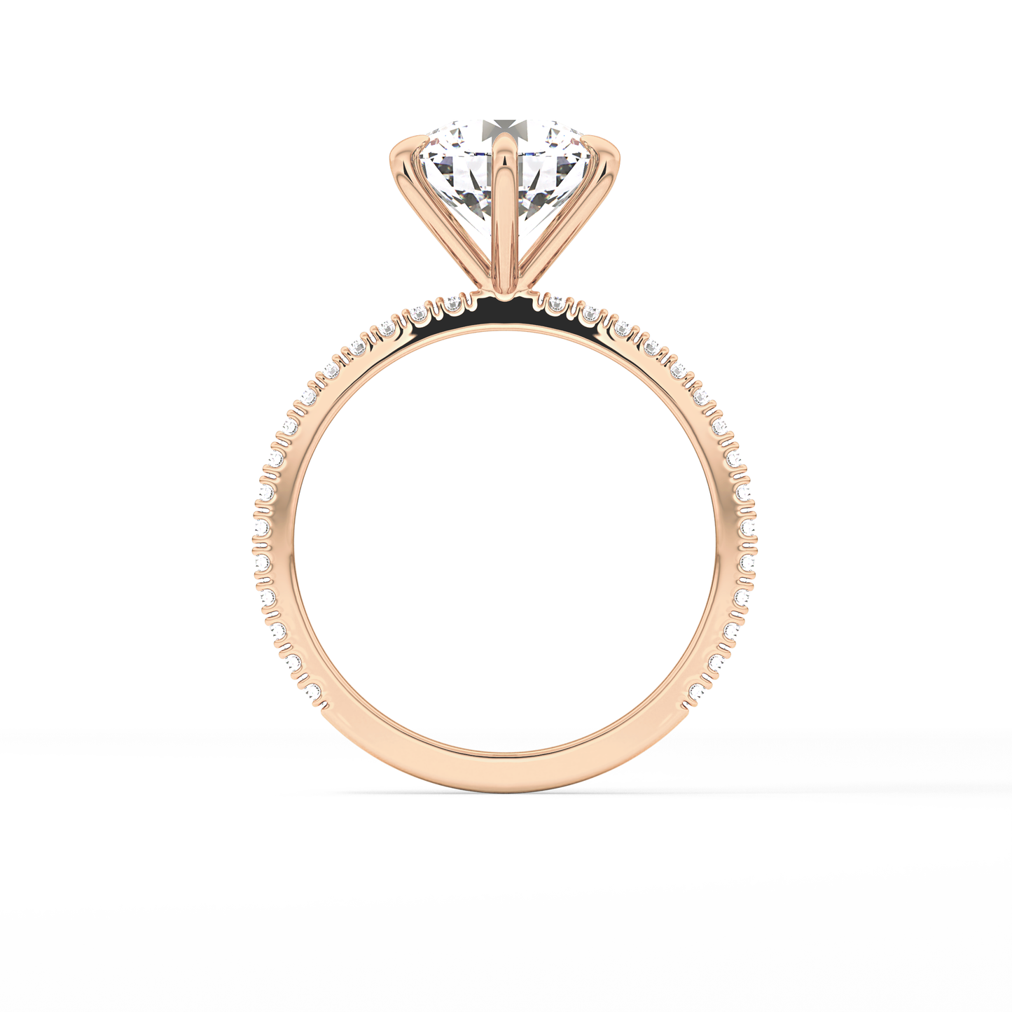 Round Pave Lab Grown Diamond Engagement Ring